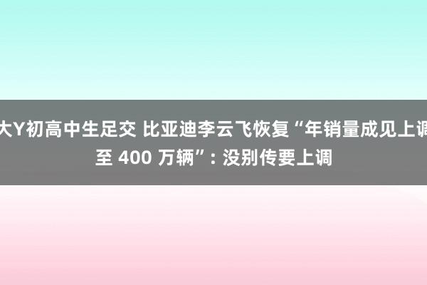 大Y初高中生足交 比亚迪李云飞恢复“年销量成见上调至 400 万辆”: 没别传要上调