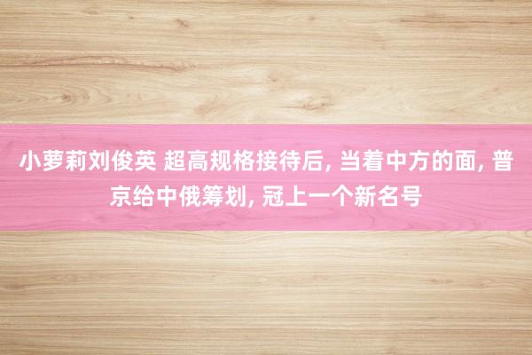 小萝莉刘俊英 超高规格接待后， 当着中方的面， 普京给中俄筹划， 冠上一个新名号
