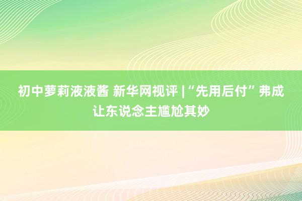 初中萝莉液液酱 新华网视评 |“先用后付”弗成让东说念主尴尬其妙