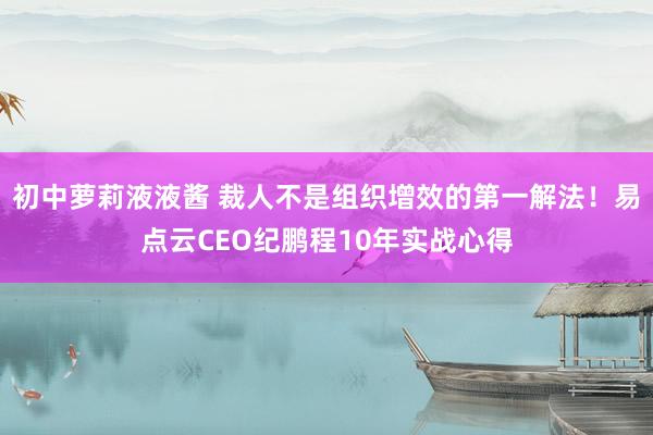 初中萝莉液液酱 裁人不是组织增效的第一解法！易点云CEO纪鹏程10年实战心得