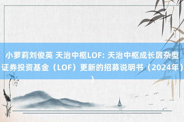 小萝莉刘俊英 天治中枢LOF: 天治中枢成长羼杂型证券投资基金(LOF)更新的招募说明书(2024年)