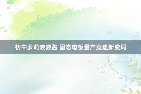 初中萝莉液液酱 固态电板量产竞速新变局