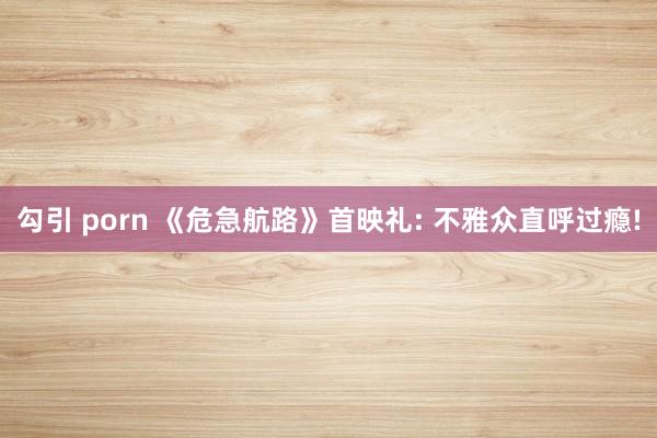 勾引 porn 《危急航路》首映礼: 不雅众直呼过瘾!