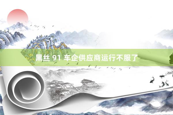 黑丝 91 车企供应商运行不服了