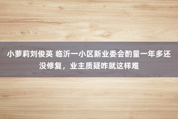 小萝莉刘俊英 临沂一小区新业委会酌量一年多还没修复，业主质疑咋就这样难