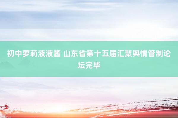 初中萝莉液液酱 山东省第十五届汇聚舆情管制论坛完毕