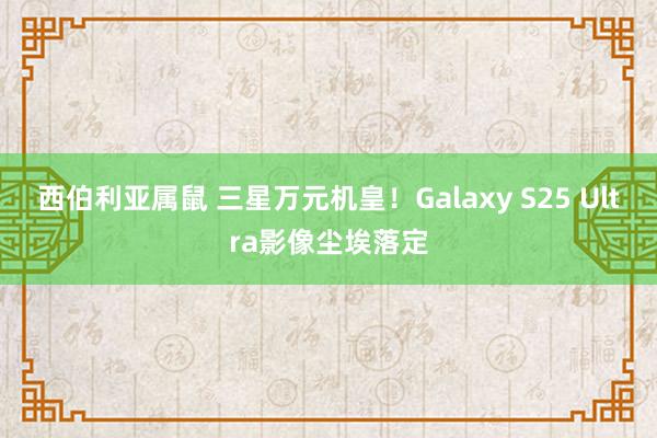 西伯利亚属鼠 三星万元机皇！Galaxy S25 Ultra影像尘埃落定