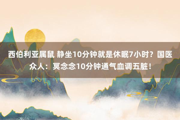 西伯利亚属鼠 静坐10分钟就是休眠7小时？国医众人：冥念念10分钟通气血调五脏！