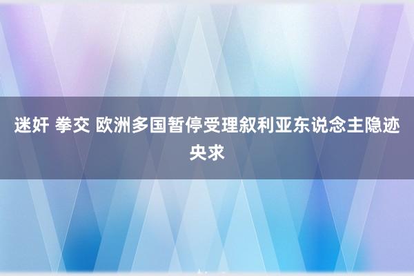 迷奸 拳交 欧洲多国暂停受理叙利亚东说念主隐迹央求