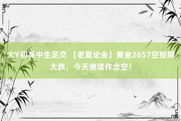 大Y初高中生足交 【老夏论金】黄金2657空按期大跌，今天继续作念空！