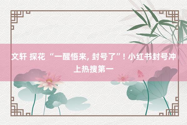 文轩 探花 “一醒悟来， 封号了”! 小红书封号冲上热搜第一