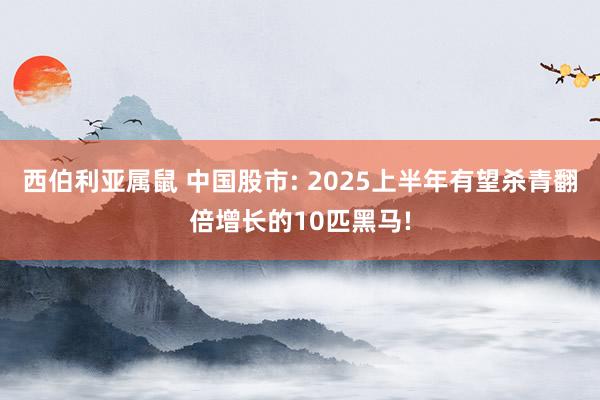 西伯利亚属鼠 中国股市: 2025上半年有望杀青翻倍增长的10匹黑马!
