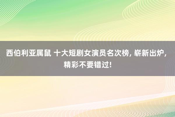 西伯利亚属鼠 十大短剧女演员名次榜， 崭新出炉， 精彩不要错过!