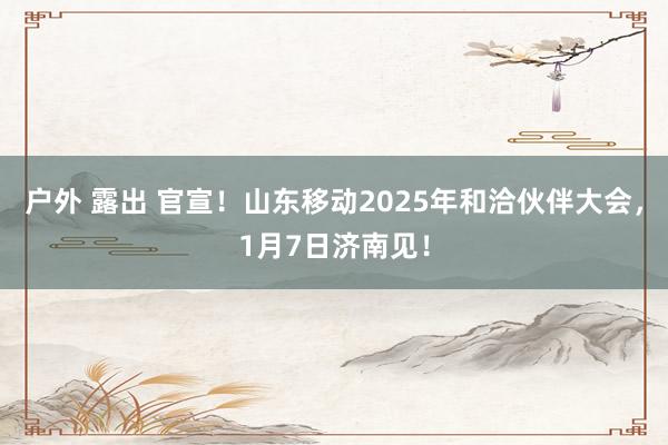 户外 露出 官宣！山东移动2025年和洽伙伴大会，1月7日济南见！
