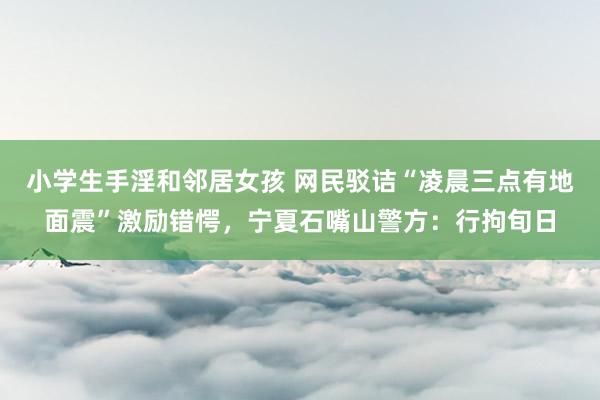 小学生手淫和邻居女孩 网民驳诘“凌晨三点有地面震”激励错愕，宁夏石嘴山警方：行拘旬日