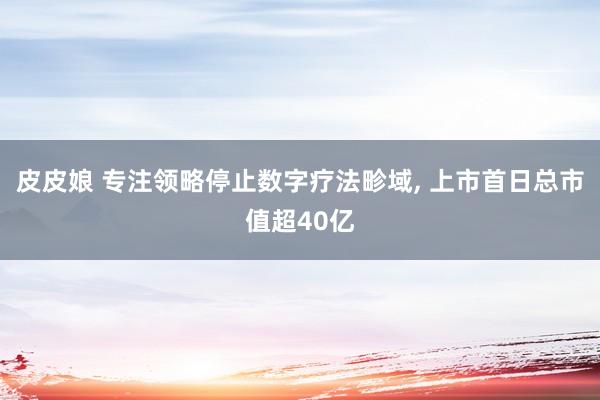 皮皮娘 专注领略停止数字疗法畛域， 上市首日总市值超40亿
