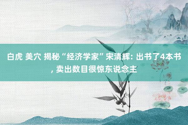 白虎 美穴 揭秘“经济学家”宋清辉: 出书了4本书， 卖出数目很惊东说念主