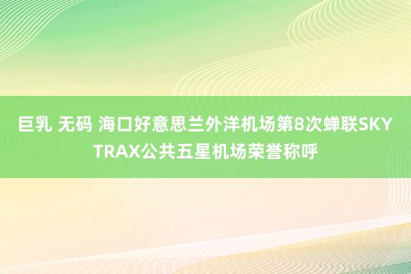 巨乳 无码 海口好意思兰外洋机场第8次蝉联SKYTRAX公共五星机场荣誉称呼