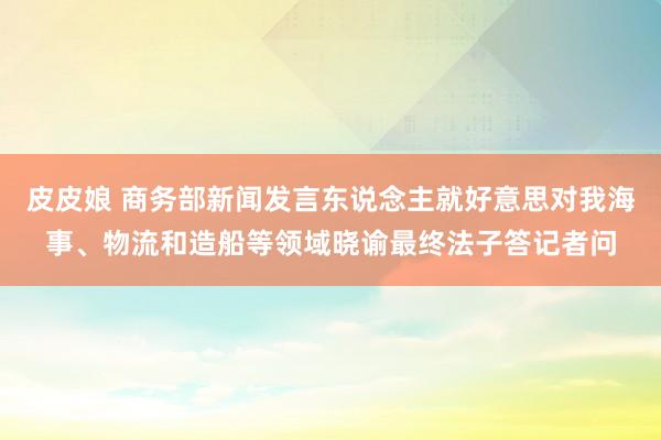 皮皮娘 商务部新闻发言东说念主就好意思对我海事、物流和造船等领域晓谕最终法子答记者问